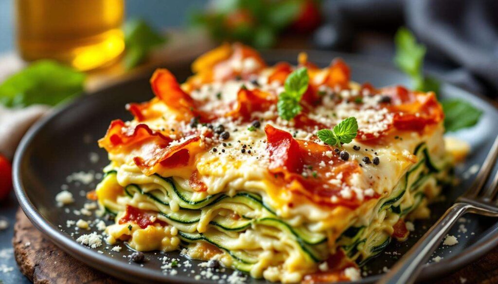 Lasagne di zucchine senza pasta: speck e scamorza, pronte in 20 minuti