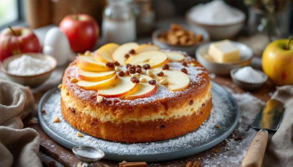 Soffice e deliziosa torta di mele e ricotta con uvetta e pinoli: facile e veloce da preparare