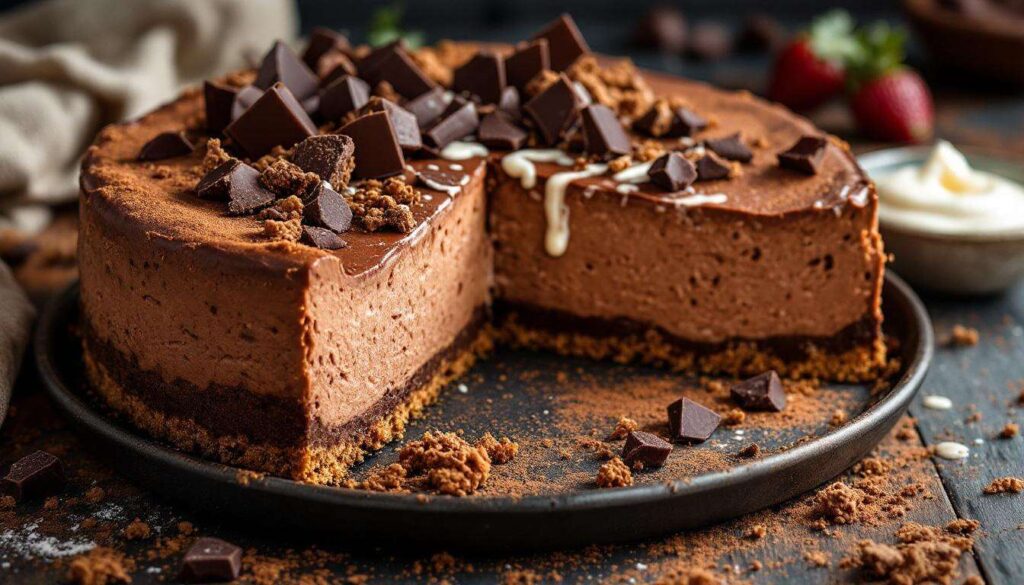 Cheesecake cotta al cioccolato: base croccante e crema fondente dal taglio perfetto