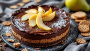 Torta mousse pere e cioccolato: dolce freddo con base di biscotti, cremoso e facile da preparare