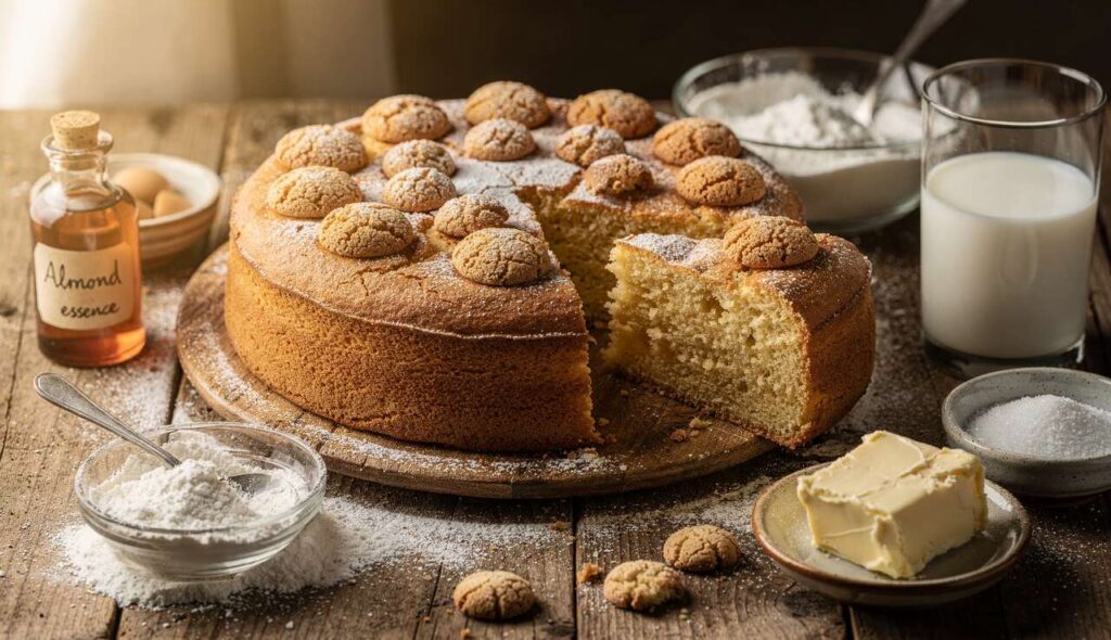 Torta agli amaretti soffice e profumata: l’impasto che resta morbido anche il giorno dopo