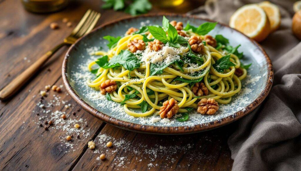 Pasta al pesto di rucola e noci: pronta in 10 minuti, cremosa e piena di sapore