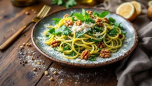 Pasta al pesto di rucola e noci: pronta in 10 minuti, cremosa e piena di sapore