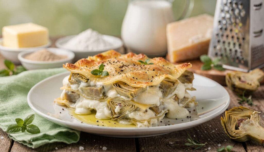 Lasagne vegetariane con carciofi e besciamella: il primo piatto che celebra la primavera