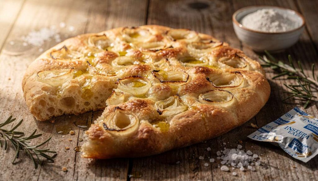 Focaccia alla cipolla con lievito istantaneo ricetta cottura facile antipasto