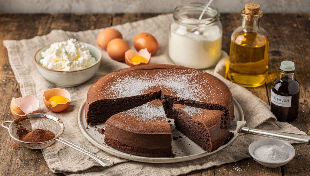 Torta di ricotta e cacao senza farina e senza burro facile e cremosa