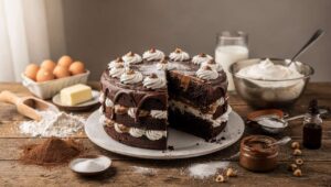 TORTA MORETTA facile, soffice e golosa, farcita con panna e crema di nocciole